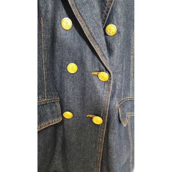 Vtg 80s 90s Womens Oversized Blue Denim Jacket Gold Buttons Size Medium EastWest - Picture 4 of 12